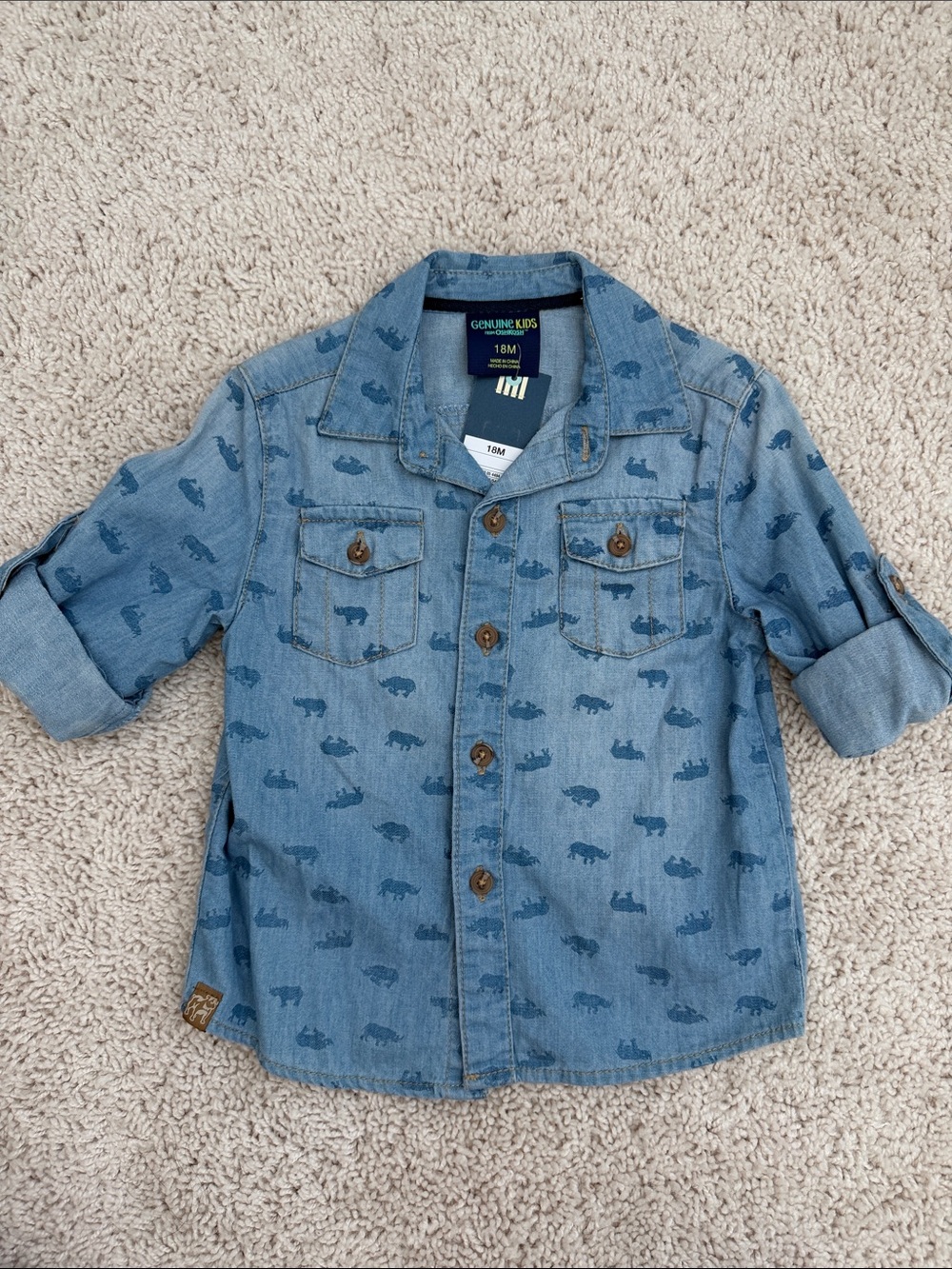⭐️3 for $20⭐️ Genuine Kids by OshKosh Denim Button-Up Shirt - Size 18m